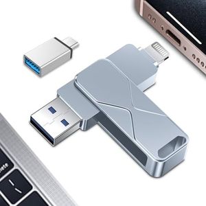USB-stick - Grijs - 4-in-1 - 256GB - MFi Certified Lightning Extern Geheugen