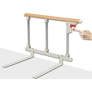 Gdmokle Bedhekje voor ouderen en volwassenen, opvouwbaar bedbeschermingshek, veiligheidsreling, stabiele metalen bewakondersteuning, handvat voor ziekenhuis en thuisverzorging, 70 x 40 cm (houtkleur)