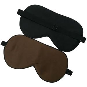 Cmis Kbei Moerbei Zijde Slaap Oogmasker Volwassen Zachte Blinddoek Gladde Oogdekking Slaapmasker Slaapband (Koffiebruin, 2 stuks)