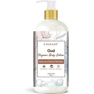 UNISAIF Oud Organic Body Lotion – Hydraterende en hydraterende bodylotion voor de gevoelige huid | Handlotion voor extreem droge huid | Verstevigende lotion voor de droge huid (10,14 Fl oz 300ml)