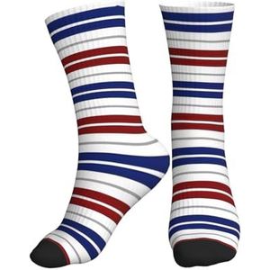 PPHGUT Rood Blauw Wit Grijs Strepen Print Volwassenen Mid Tube Sokken Ademend Sport Running Gym Training Jogging Activiteiten, 1 zwart, One size