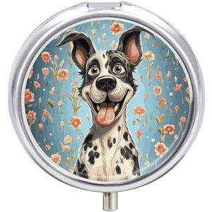 3 Compartiment Kleine Pillendoos Reizen Geneeskunde Pil Organizer met Spiegel Vochtbestendige Pillen Case Fun Honden Draagbare Pocket Geneeskunde Organizer Ronde Vitamine Organizer Box