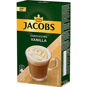 JACOBS Cappuccino 3in1 Oploskoffie met Vanillemelk Smaak Sticks - 12 gram Enkele Porties Verse Voorraad Groothandel Rijke & Sterke Koffie – Pak van 5 dozen met elk 8 Sticks