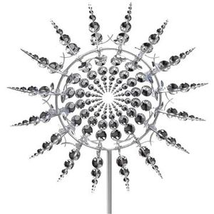 Magische metalen windmolen, spinners for erf en tuin, windspinner Shirem, Spinner Shirem magische windvangers metaal for buiten (Size : Bsilver)