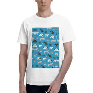CKGODGF Hondenshow print heren katoenen T-shirt, casual en comfortabel korte mouw, geschikt voor fitness en dagelijks gebruik, Wit, S