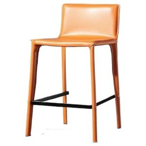 Barkruk Barstoel Licht Luxe Huishoudelijke Hoge Kruk Woonkamer Front Counter Eenvoudig Zadel Lederen Barkruk Ontbijtkruk(Orange,B)