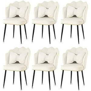 GEIRONV Keuken Dining Chair Set van 6, Fluwelen Petal Rugleuning Make-upstoel for Woonkamer Slaapkamer Balkon Lounge Chair Eetstoelen (Color : Pink)
