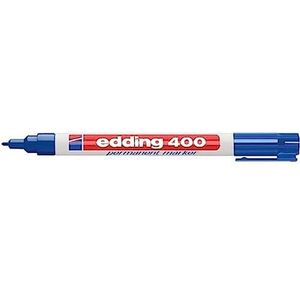 edding 400 permanent marker - blauw - 1 stift - fijne ronde punt 1 mm - watervast, sneldrogend - wrijfvast - voor karton, kunststof, hout, metaal, glas