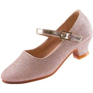 EIGHT KM Meisjes Hoge Hak Jurk Schoenen Mary Jane Prinses Bruiloft Pomp Schoenen EKM7015 Schitterende Glitter Minerva Goud Maat 29