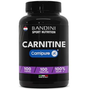 Bandini® L CARNITINE 1000 100 tabletten met Carnipure® (100 porties, 100 dagen) Supplement met L-Carnitine Tartraat Veganistisch Zuivere Carnitin voor Atleten en Sporters, Made in Italy