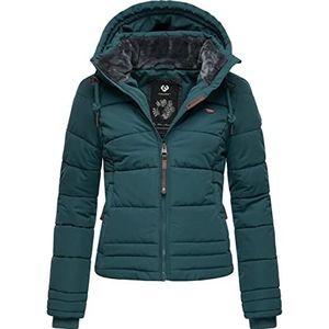 Ragwear Novva warme winterjas voor dames, gewatteerde jas met capuchon, XS-XXL, dark green, XL