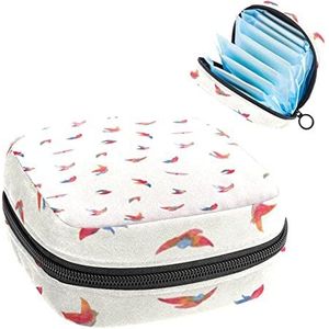 Maandverband Opbergtas,Draagbare maandverband Opbergzak,Kleurrijke Swallow-01, Meerkleurig, 4.7x6.6x6.6 in/12x17x17 cm