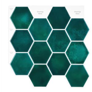 Yullpaper Groene plaktegels, keuken, 3D-tegelstickers, keuken, zelfklevende tegels, badkamer, waterdichte tegelstickers, badkamer, keukentegels, overplakken, groene pvc-tegels, zelfklevend, 10 stuks,