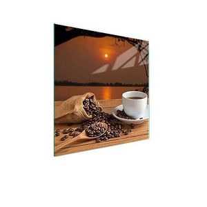 TMK ArtDeko Afdekplaat voor fornuis, 50 x 52 cm, 1-delig, afdekking voor keramische kookplaat, inductie, spatbescherming, glas, decoratieve snijplank, Koffie