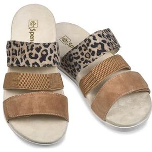 Spenco Tessa, damessandalen, cheetaat, bruin, 40 EU large, Cheetah bruin, 40 EU Larga