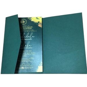 Bruiloft uitnodigingskaarten 50 Rose Laser Cut Tri-fold bruiloft uitnodigingskaarten Kit Pocket uitnodiging envelop (kleur: mat smaragdgroen, maat: omslag en envelop)