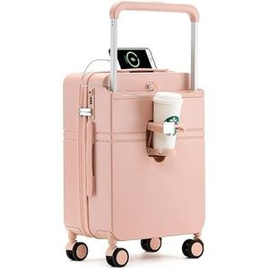Koffer Bagage Brede trolleykoffer for dames Kofferset 20-inch instaptas Wachtwoordkoffer Student (Color : Pink, Size : 20 Inches)