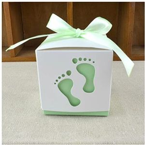 Geschenkdoos voor Vakantie 20/50 / 100 stks Baby Foot Candy Box Baby Shower Carriage Papier Zoete Zak Voetafdrukken Party Gunst Dozen Doop Container Cadeaubon Xmas Geschenkdoos (Color : Foot Light Gr