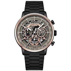 Kenneth Cole New York Mannen analoog quartz horloge met siliconen band KCWGO2218502, Zwart, Eén maat, Chronograaf