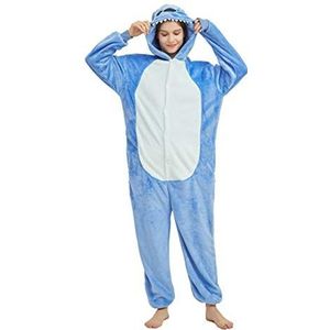D'BOON Volwassenen Kids Blauwe Stitch Onesie Animal Pyjama eendelig Nachtkleding Kostuum(hoogte(155-164cm))