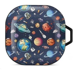 Grappige ruimte planten oordopjes hoesje compatibel met Samsung hard shell beschermhoes zwart stijl