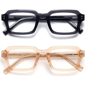 OPULIZE EDG Blue Light Blocking Glasses for Women Men, Anti-reflective Anti-Glare Computer & Gaming Lenses, Vintage Rectangular Frame, UV & Eyestrain Protection, Black Pink (Pack of 2)