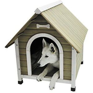 Nobby Houten Kennel met schuin dak voor hond, groot, 84 x 70 x 82 cm