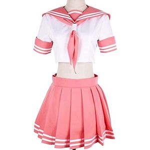 Syedeliso Anime Cosplay Kostuum Astolfo Vrouwen JK Uniform Matroos Pak Geplooide Rok Anime School Uniformen Pak (Roze, XL)