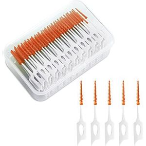 VIKSAUN 200 stuks interdentale borstels, tandenflossers interdentale borstel flosser sticks, siliconen tandplectrums, mondelinge tandreiniging siliconen floss tandspleet borstel voor het beschermen