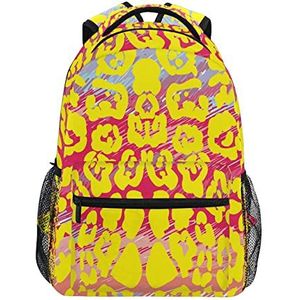 Abstracte gele stippen graffiti schoolrugzak voor meisjes jongens middelbare school stijlvol ontwerp student tassen boekentassen, Patroon, 11.5×8×16In