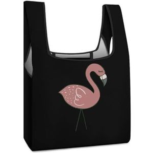 Camping Flamingo's Herbruikbare Boodschappentassen Opvouwbare Boodschappentassen Grote Opvouwbare Tote Bag met Lange Handvatten