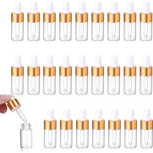 ChAusa 25 stuks mini-pipetflessen, 3 ml transparante plastic fles, navulbare kleine monsterfleshouder, met druppelpipet, voor etherische olie, aromatherapie, massage, geuroliemonster