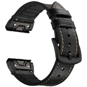 Lederen horlogeband geschikt for Garmin Fenix ​​7 7X 5/5X Plus/6/6X Pro/MK1/935 955 Smart Armband 22 26mm Quick Fit Polsbandje (Color : 1, Size : 22mm Fenix 7-EPIX)