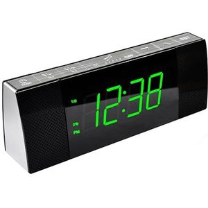 Wekkerradio naast het bed met Bluetooth-luidspreker, dimbaar jadegroen LED-display, FM-radio met slaaptimer, dubbel alarm met AAN/UIT-drukknop, snooze, 12/24 uur iTOMA CKS503U