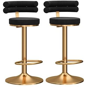 Barkruk Barkruk Verstelbare Barkrukken Moderne Fluwelen 360° Draaibare Counter Krukken met Gouden Base Terug Hoge Armloze Bar Stoelen voor Thuis Keuken Blauw 1 Stks