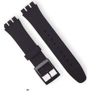 dayeer Siliconen horlogeband voor Swatch horlogeband vervangende band (Color : Black, Size : 20mm)
