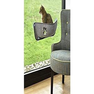 Bobby Balkan - kattenhangmat met resistente zuignappen, kattenkennel voor raam, afneembare hoes, wasbaar, grijs 68,6 x 28 x 25 cm (max. 9 kg)