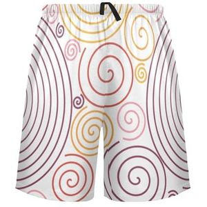 LI ZHI XIN Herenpyjamabroek, korte pyjamabroek, zomer casual shorts, elastische tailleband met trekkoord, rechte losse pasvorm met 2 zakken, S-XXL spiraalpatroon, Meerkleurig, S