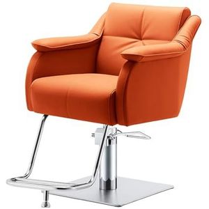 Salonstylingstoel voor haarstylisten, verstelbare haarstylingstoel, PU, ​​360 graden rollende beautyapparatuur voor thuis en in de kapperszaak(Orange,Silver)