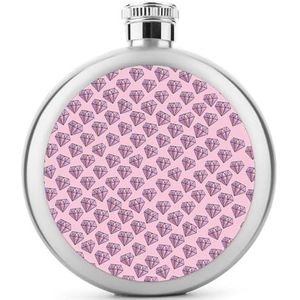 Roze Diamant Patroon Heupfles 5oz Lekvrije Drank Fles Roestvrij Staal Wijnfles Voor Bruiloft Party Geschenken