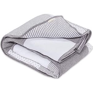 Burt's Bees Baby Organische Dottie Bijen Streep Quilt, Heather Grijs, Mini
