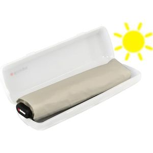 Knirps Ultra US.050 Slim Manual Zakparaplu - Ultralicht en plat - Stormbestendig - Winddicht - 21 cm, Beige met etui, 90 cm