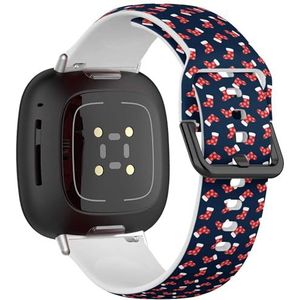 Zachte sportband compatibel met Fitbit Sense/Sense 2 / Versa 4 / Versa 3 (rode kerstsok cadeaus op) siliconen armband accessoire