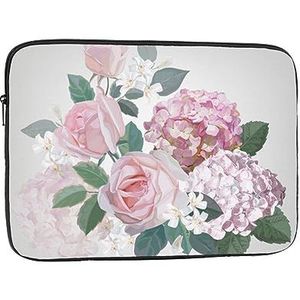 Roze Roos Hortensia Laptop Case Laptop Sleeve Laptop Tas voor Vrouwen Mannen Shockproof Beschermende Notebook Case 13 inch