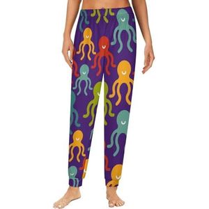 Kleurrijke Octopus Patroon Vrouwen Pyjama Lounge Broek Elastische Tailleband Nachtkleding Bodems Print
