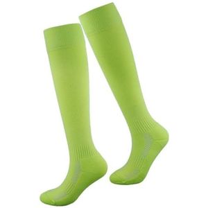yeeplant Elastische atletische lange sokken kleur: ademend dik elastisch voetbal solide klassieke voetbalsokken, Fluorescerend Groen4, Eén Maat