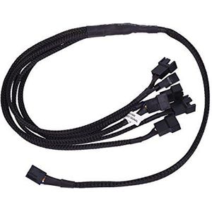 Phobya Y-Kabel 4Pin PWM naar 6X 4Pin PWM 60cm - Zwarte kabel ventilatorkabel en adapter