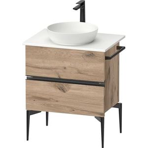 Duravit Sivida console wastafelmeubel, 2 laden, greeplijst diamantzwart mat, 645x475x548mm, SV46570BD, Kleur: Eiken gemarmerd