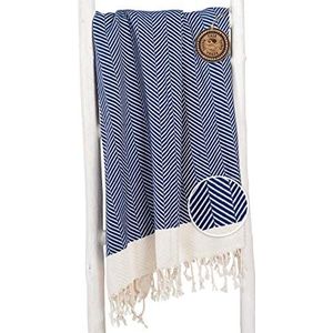 ZusenZomer Hamamdoek Dilan - hammamdoek reis handdoek dames en heren - zacht, licht & groot - 95x210 cm - Blauw