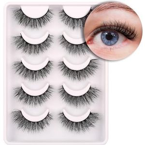 Halve wimpers natuurlijke look strip doorzichtige band zachte strip hoek nep kattenoog korte accent wimpers 5 paar set pakket [Fabulousness | 5-14 MM, ]